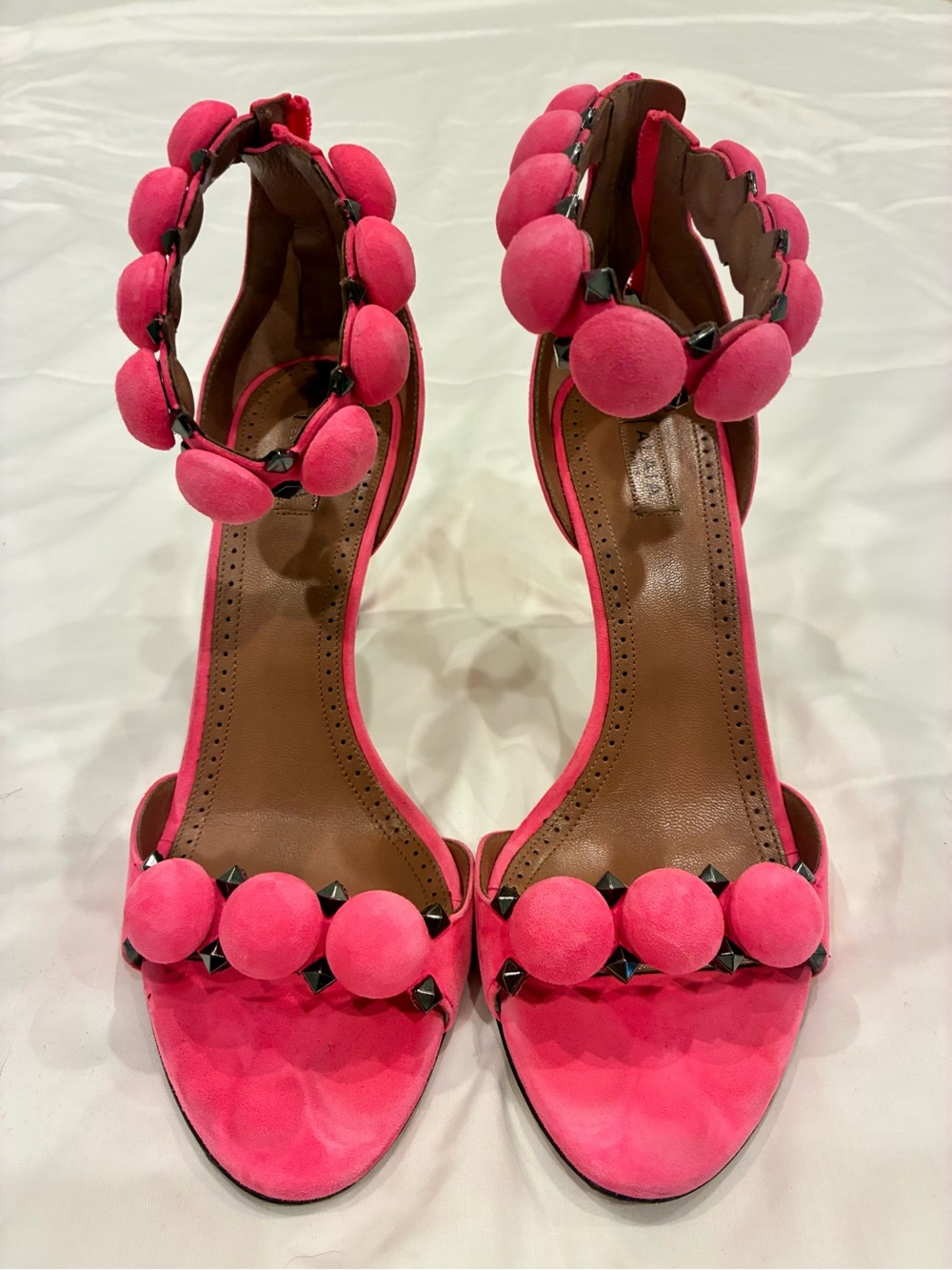 Alaia La bomba Paris Hot Pink Pom-Pom Women's Open-Toe Heels